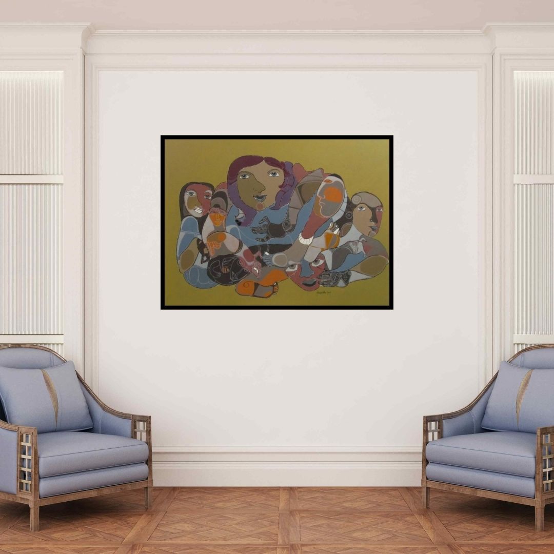 In-situ view of Shambhu Prasad Reddy Kolli's '124 (Collective)' painting in a room