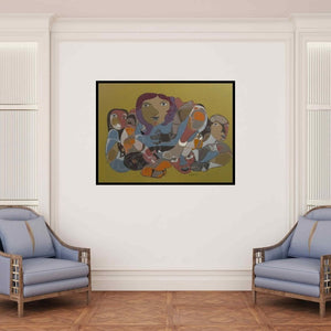 In-situ view of Shambhu Prasad Reddy Kolli's '124 (Collective)' painting in a room