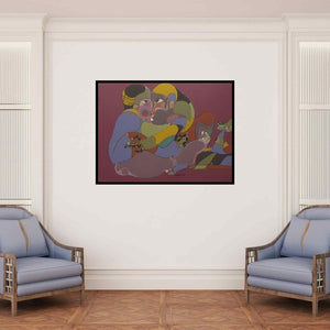 In-situ view of Shambhu Prasad Reddy Kolli's '129 (Embrace)' painting in a room