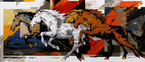 Animals acrylic painting titled '151 84x36', 84x36 inches, by artist Devidas Dharmadhikari on Canvas