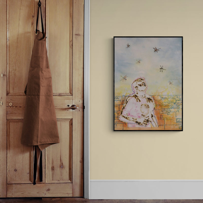 In-situ view of Rama Reddy's '18 Inquietude Vi (Daydreaming)' painting in a room