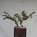 2 Horse' animals Brass, Metal sculpture by artist Rohan Sonavane, 22x23 inch, on brass, metal