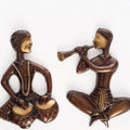 Figurative handicraft titled '2 Jugalbandi Musicians', 9x12 inches, by artist Brass Handicrafts on Brass