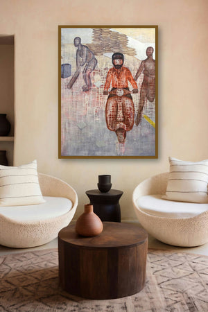 21 Sunday Afternoon At Mumbai (Urban Motion) by artist Satish Kale displayed in a Luxury gallery