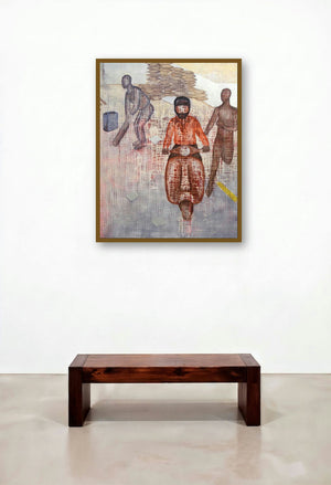 21 Sunday Afternoon At Mumbai (Urban Motion) by artist Satish Kale displayed in a Minimalist Lounge