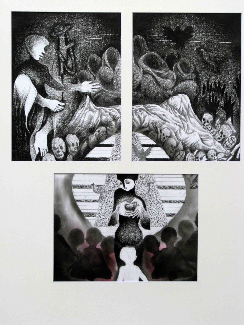 In-situ view of Mahesh Pal Gobra's '26 / 11 Bombay (Echoes of Existence)' painting in a room