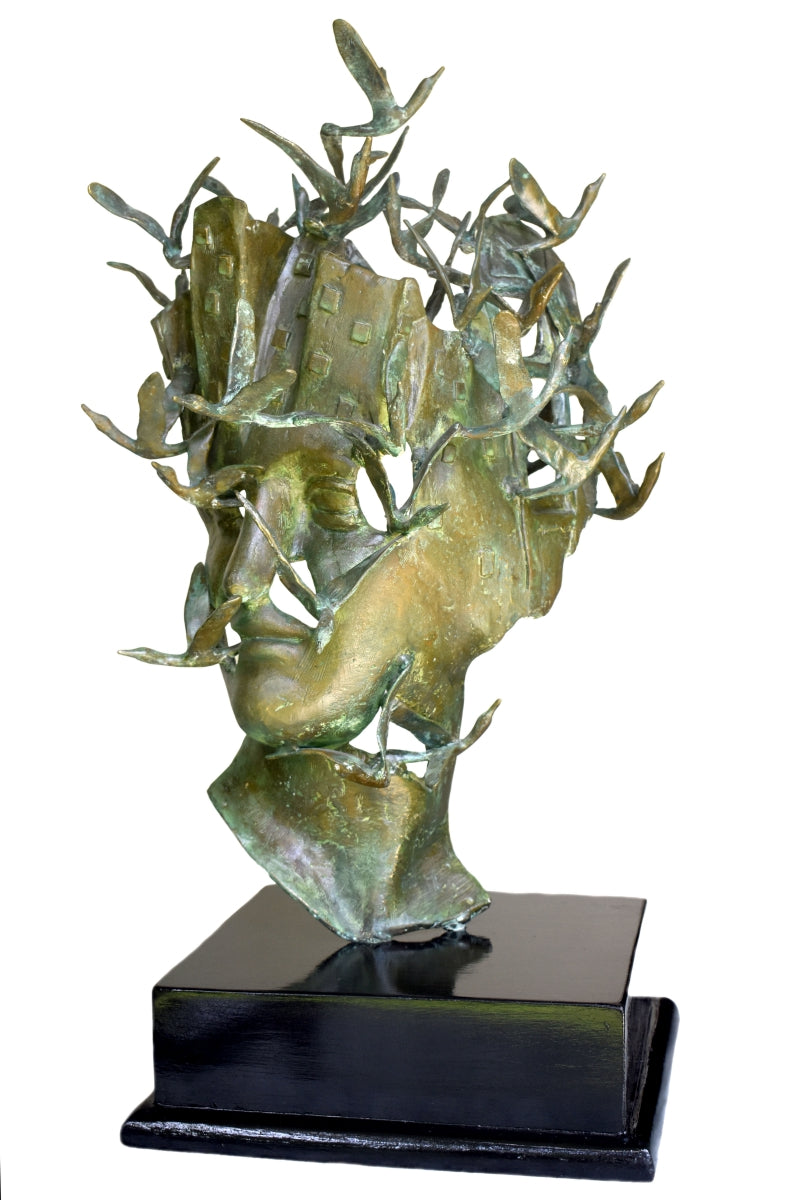 3 Am Thoughts' figurative Bronze sculpture by artist Biplab Sarkar 2, 21x15 inch, on bronze