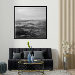 Manish Sharma's '4 (The Edge of Perception)' painting visualized above a sofa in a contemporary room.