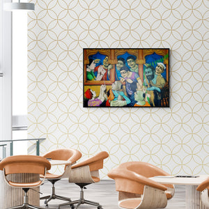 In-situ view of Apet Pramod's '5 Decoration Of House (Temple Devotees)' painting in a room