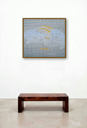 5 Rest (Ephemeral Embrace) by artist Satish Kale displayed in a Transitional Bedroom