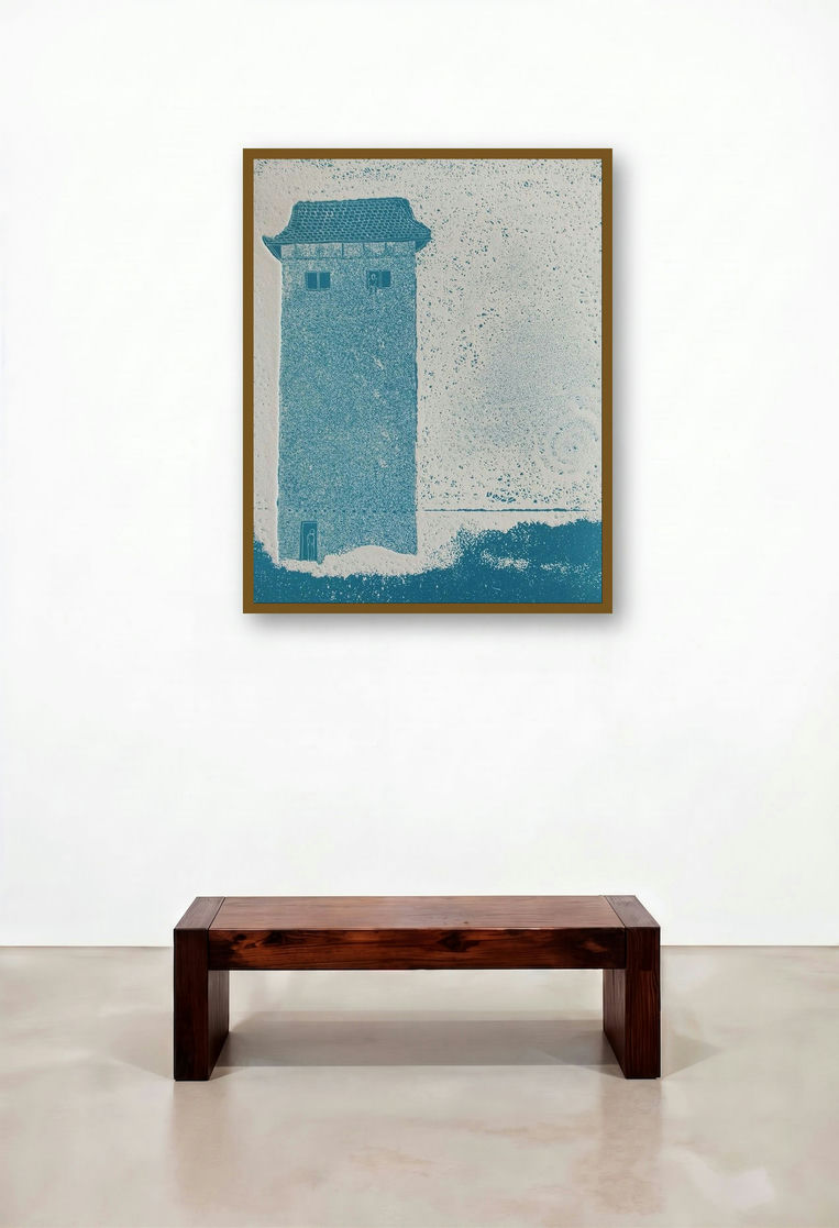 7 Blue Magic (Sentinel of the Plains) by artist Sudeep Kumar Bashyal displayed in a Minimalist Hallway