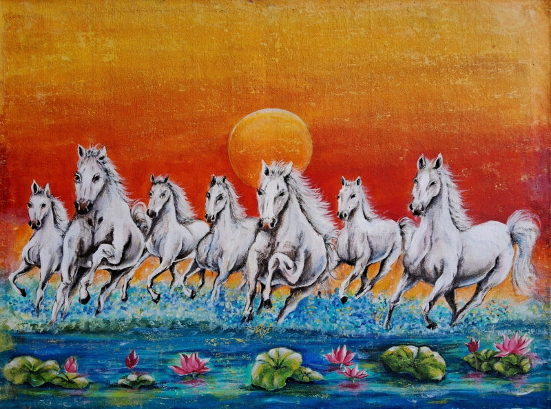 7 Horse In Morning Light 2' animals acrylic painting by artist Anirban Seth, 24x30 inch, on canvas