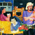 Figurative acrylic painting titled 'A Family', 36x48 inches, by artist Azizur Rahman on Canvas