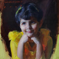 Figurative oil painting titled 'A Girl', 15x12 inches, by artist Pramod Kurlekar on Linen