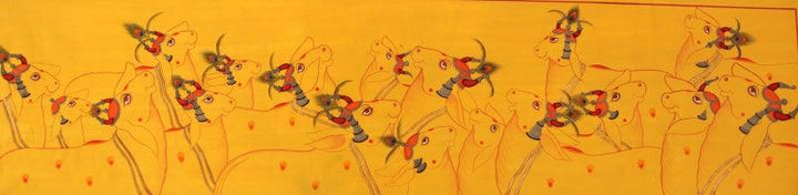 A Group In Love For Krishna Pichwai Pain Traditional Art by Yugdeepak Soni | ArtZolo.com