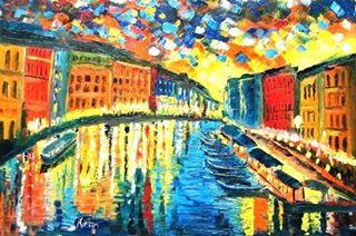 A Night In Venice Painting by Kiran Bableshwar | ArtZolo.com