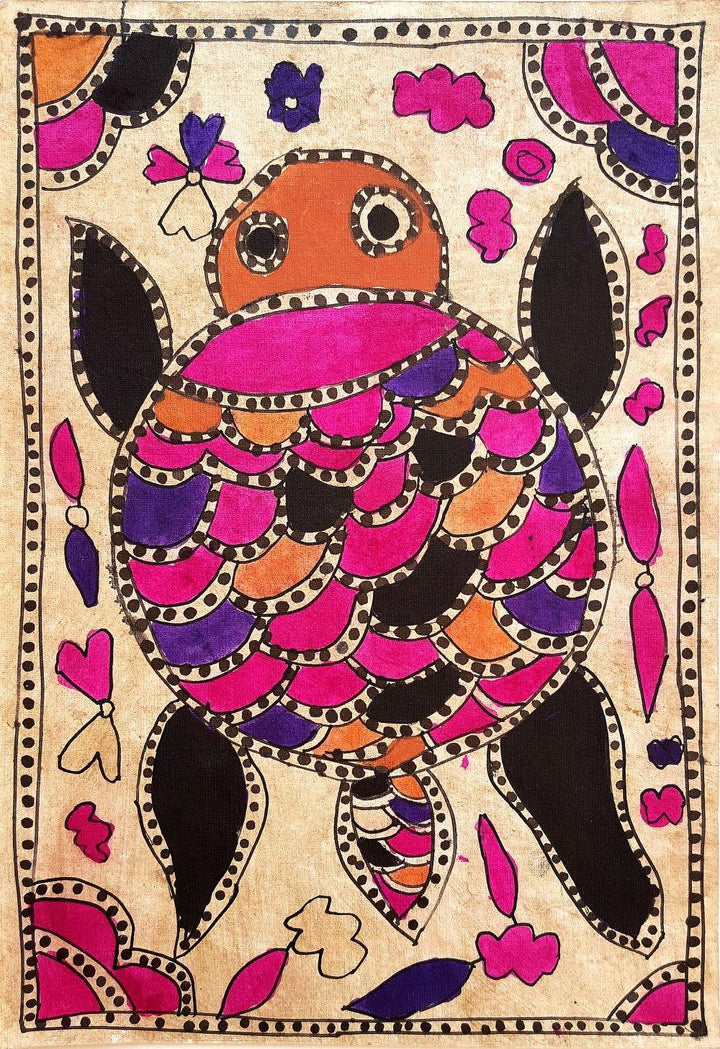 A Sacred Turtle Traditional Art by Yamuna Devi | ArtZolo.com