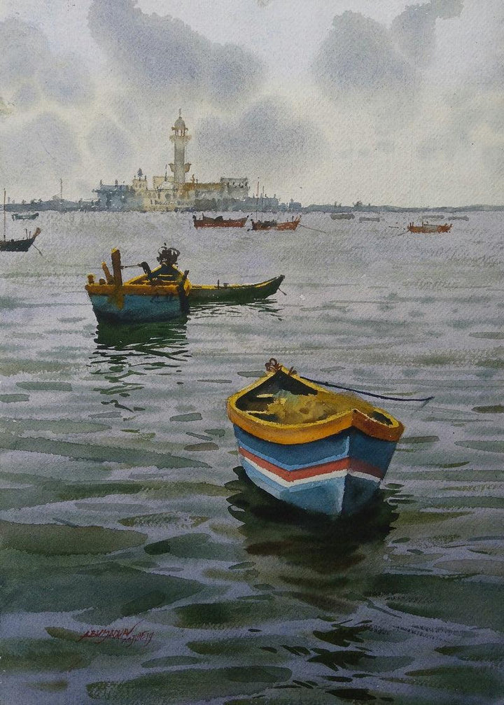 A Sunny Day And Boat 2 Painting by Abhijit Jadhav | ArtZolo.com