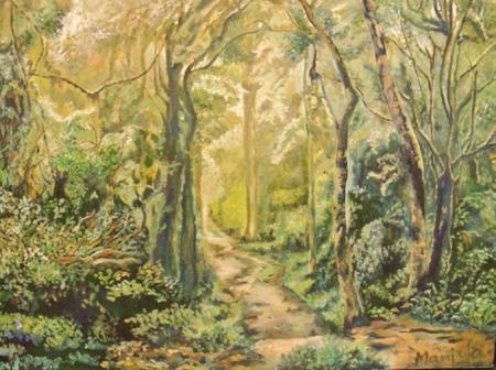 A Tropical Forest Painting by Manjula Dubey | ArtZolo.com