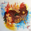 Figurative acrylic painting titled 'Aastha', 30x30 inches, by artist Sonia Kumar on canvas