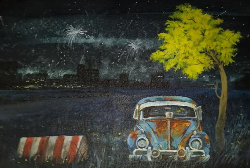 Transportation acrylic painting titled 'Abonded 1', 18x24 inches, by artist GOPAL Roy on Canvas
