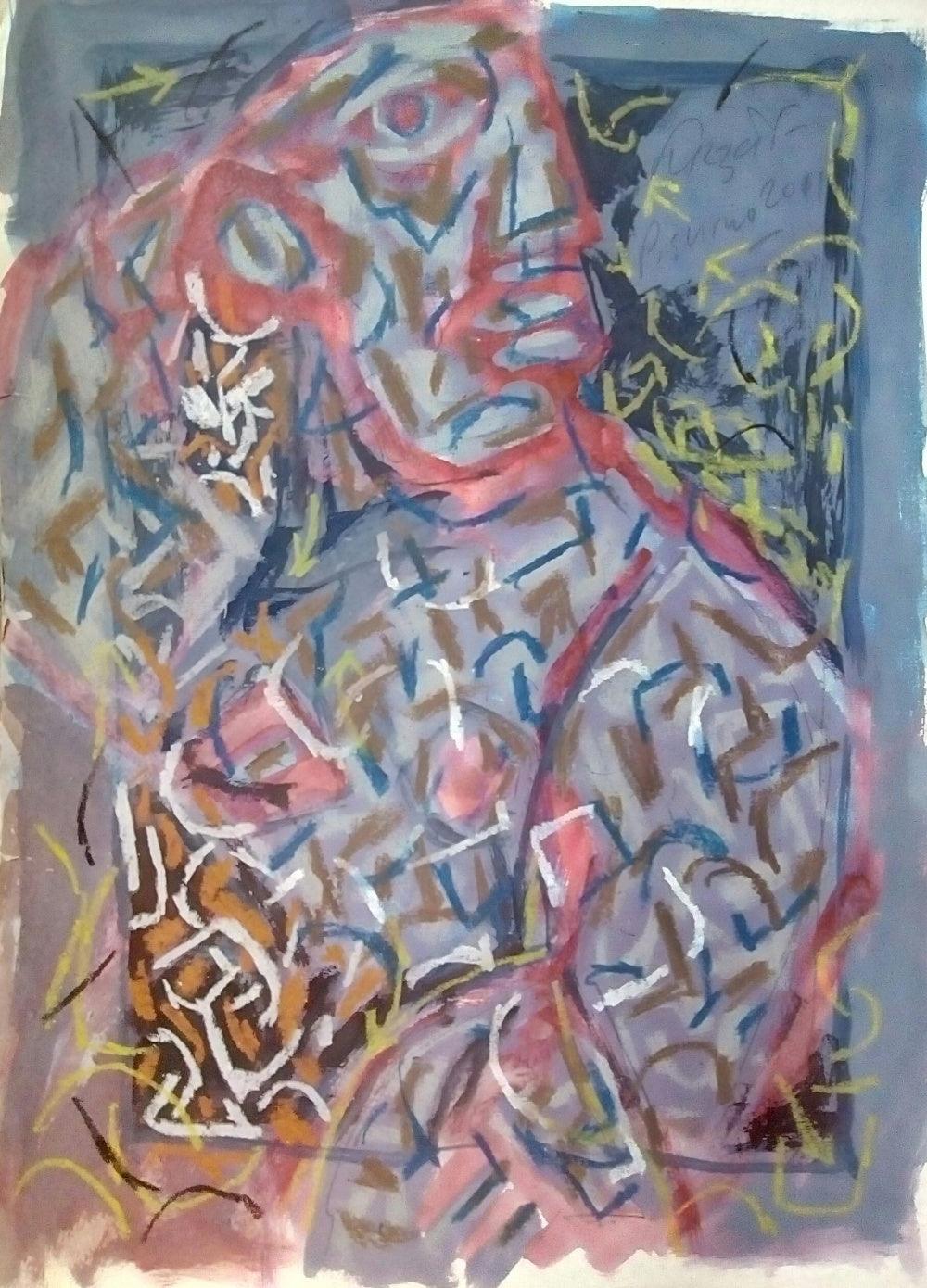 Abstract mixed media painting titled 'Abstract 2', 15x11 inches, by artist Jitendra Suralkar on Paper