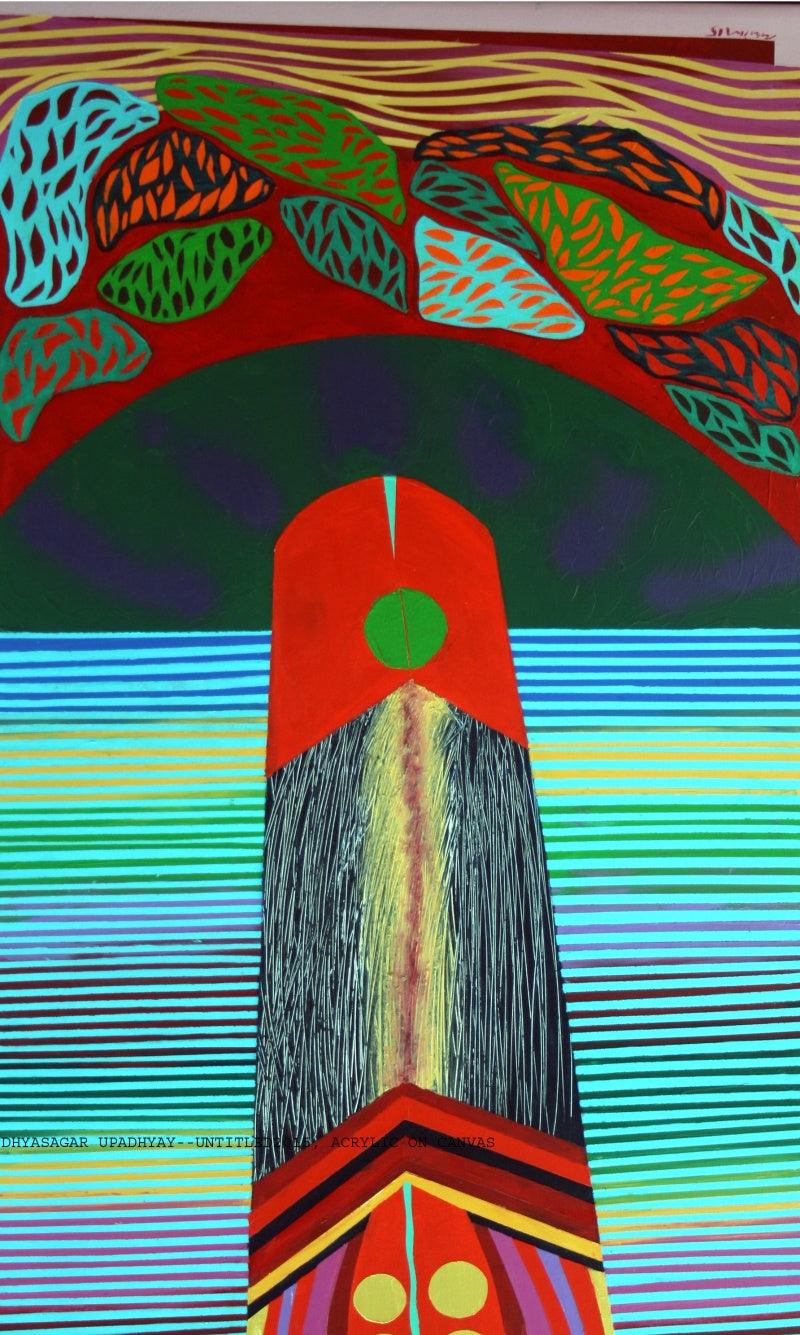 Abstract acrylic painting titled 'Abstract 2', 48x24 inches, by artist Viidhyasagar Upadhyay on Canvas