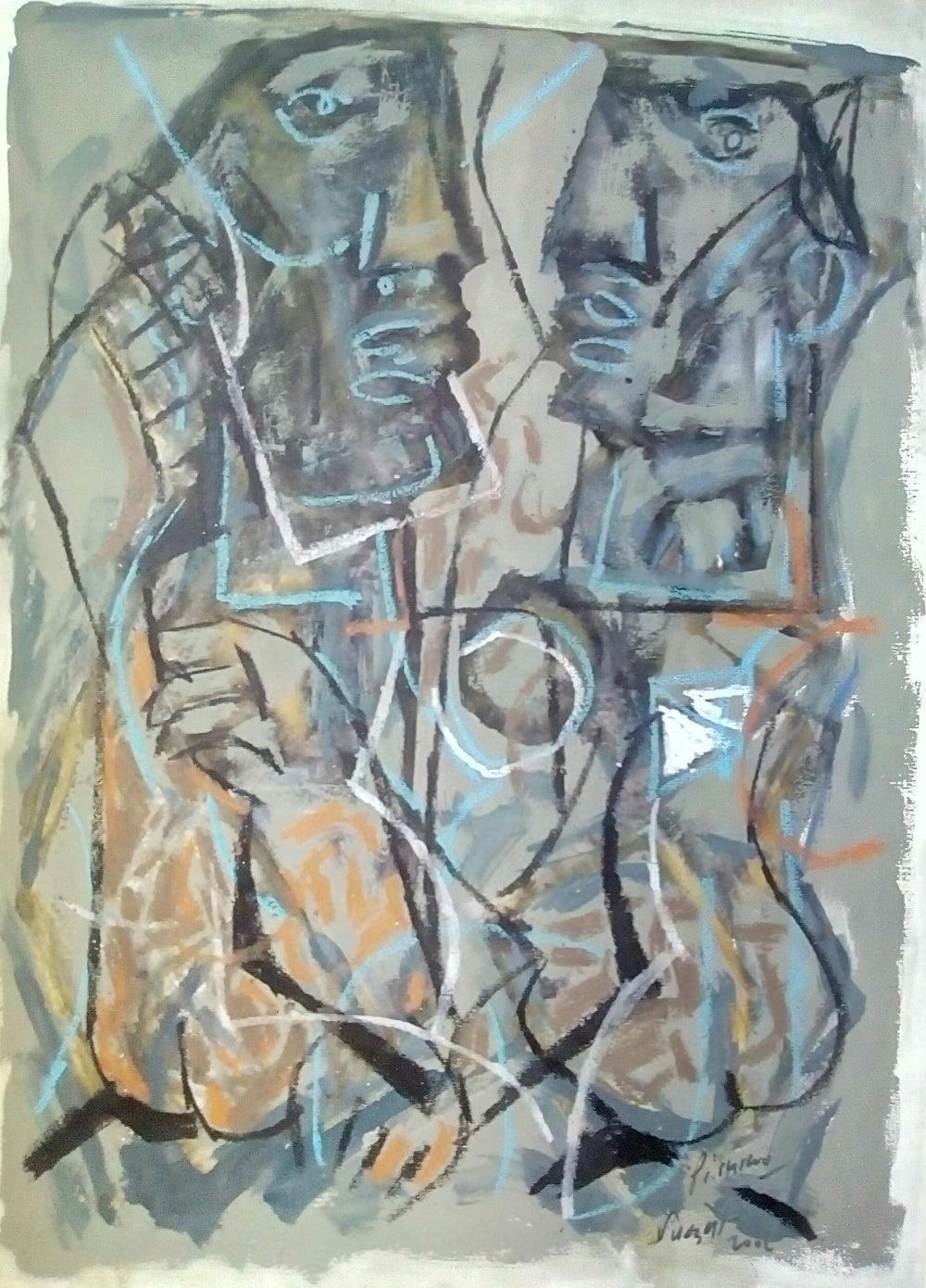 Abstract mixed media painting titled 'Abstract 3', 15x11 inches, by artist Jitendra Suralkar on Paper