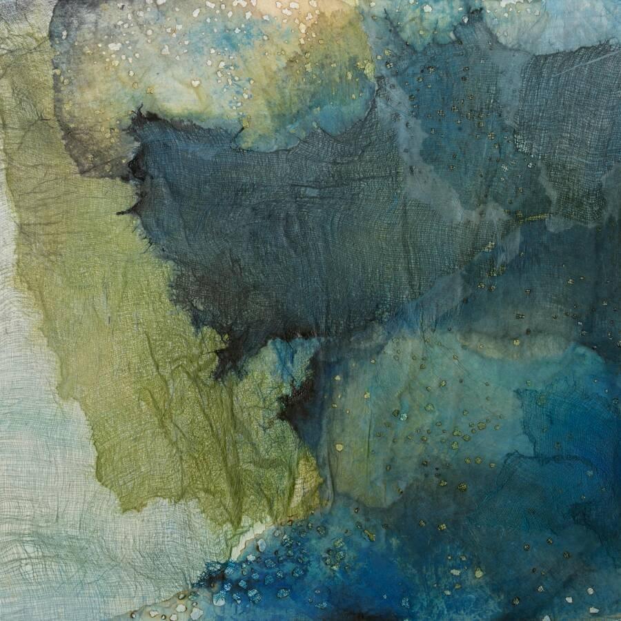 Abstract mixed media painting titled 'Abstract 3', 24x24 inches, by artist Madhuri Kathe on Canvas