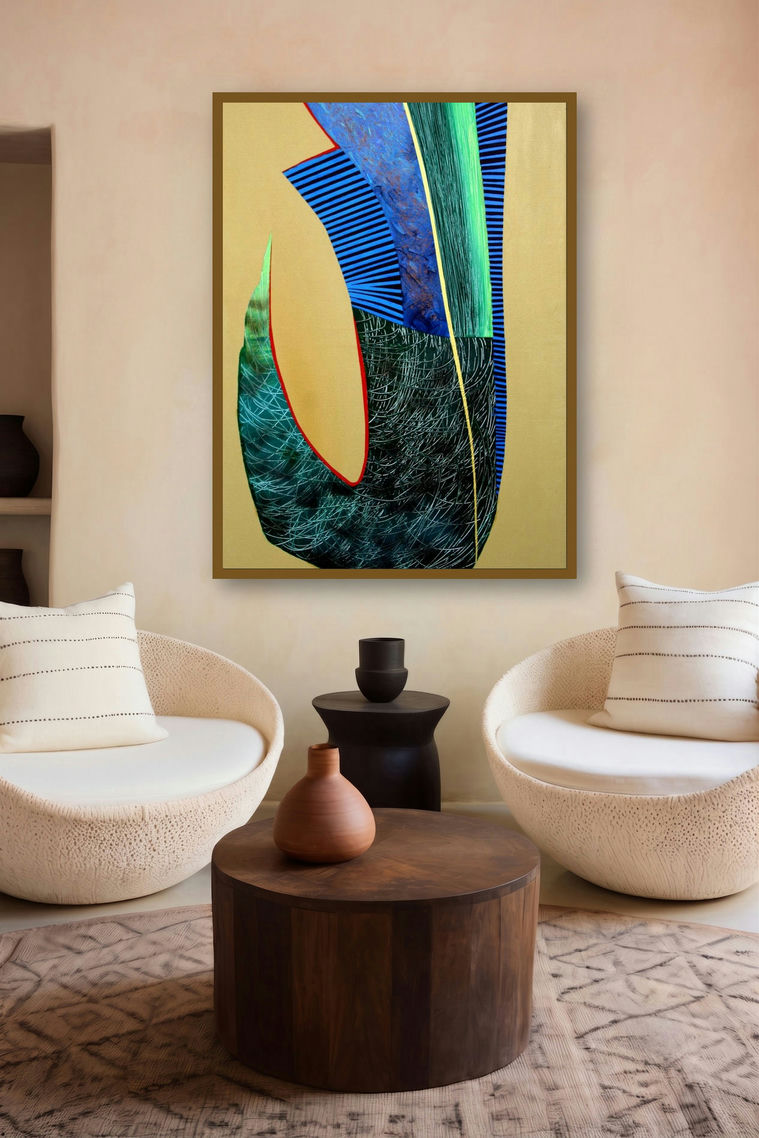 Abstract 5 (Abstract Form and Line) by artist Viidhyasagar Upadhyay displayed in a Indian Art gallery
