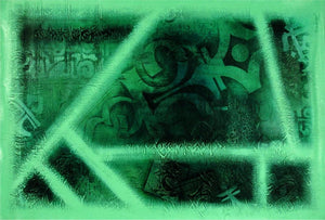 Abstract calligraphy painting titled 'Abstract 7', 24x36 inches, by artist Ram Kasture on Canvas