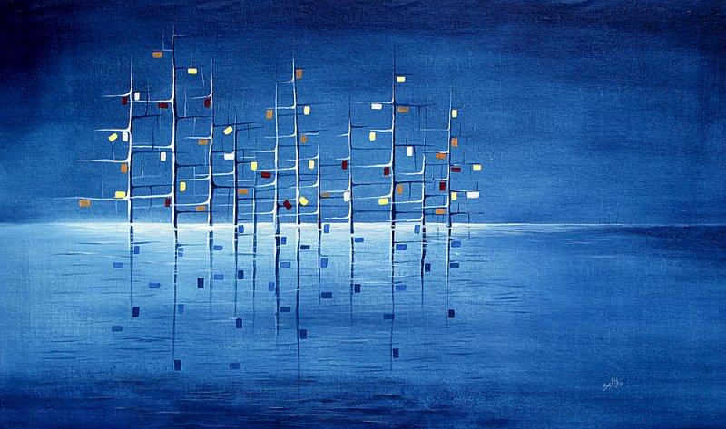 Abstract acrylic painting titled 'Abstract', 22x34 inches, by artist Seby Augustine on Canvas