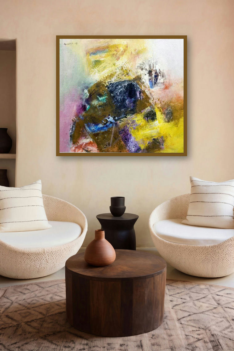 Abstract (Radiant Hues) by artist Arun K Mishra displayed in a Boutique gallery