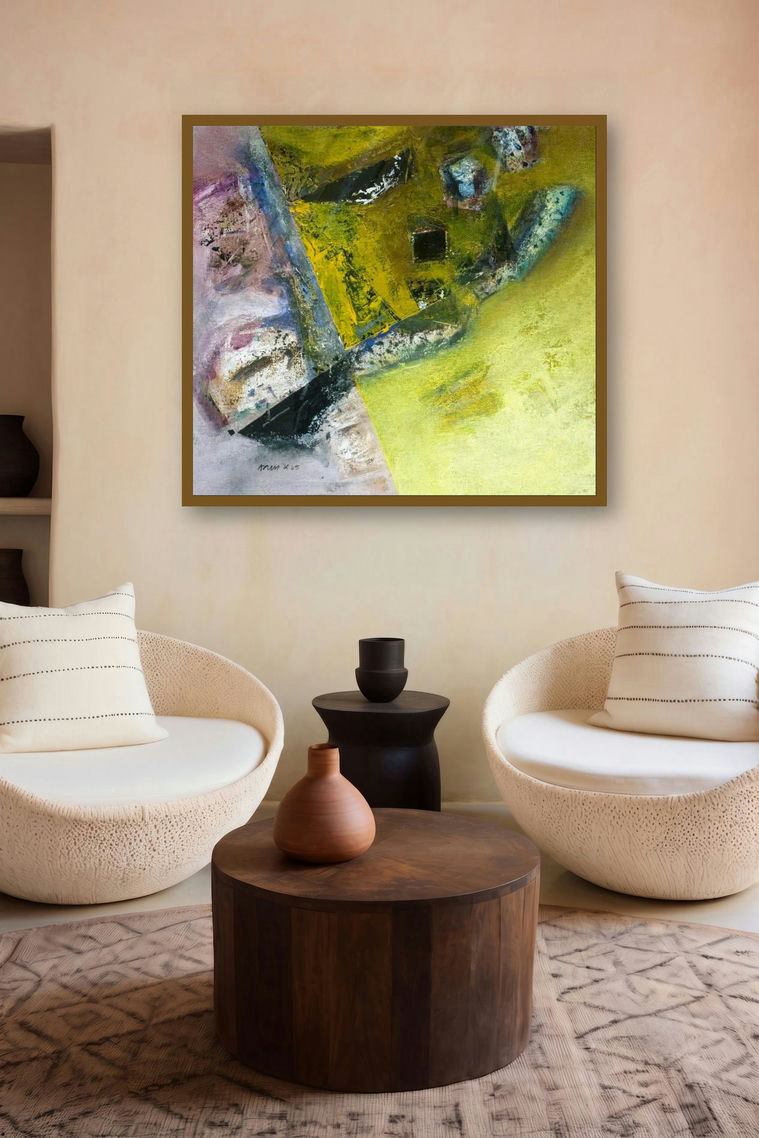 Abstract (Geometric Harmony) by artist Arun K Mishra displayed in a Modern gallery