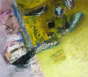 Abstract (Geometric Harmony) by Arun K Mishra, Original Acrylic Abstract Painting on Canvas, Small Horizontal Wall Art
