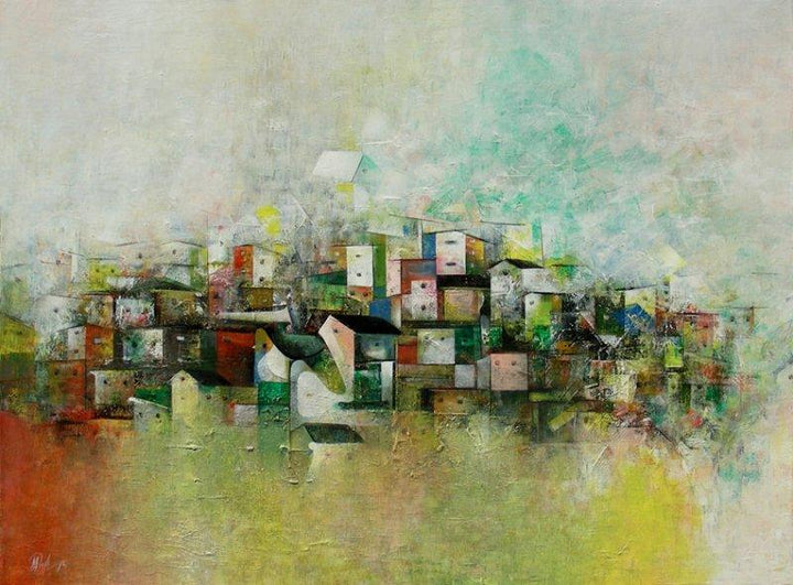 Abstract City Painting by M Singh | ArtZolo.com