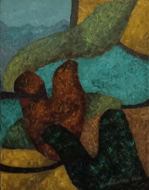 Abstract acrylic painting titled 'Abstract Landscape 1', 18x14 inches, by artist Jaikishan Tada on Canvas