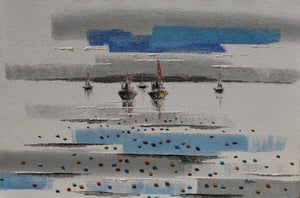 Abstract acrylic painting titled 'Abstract Landscape 3', 24x36 inches, by artist Reba Mandal on Canvas