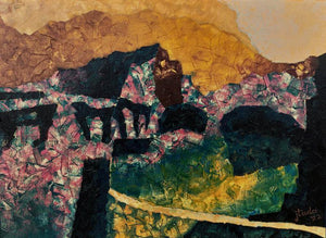 Abstract acrylic painting titled 'Abstract Landscape 6', 10x14 inches, by artist Jaikishan Tada on Canvas