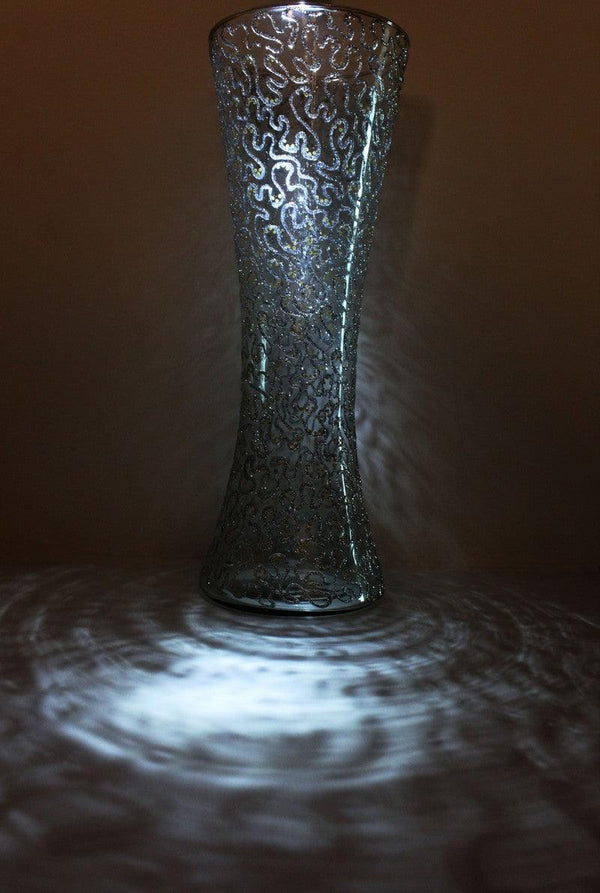 Abstract Glitter Silver Glass Vase Glass Art by Shweta Vyas | ArtZolo.com