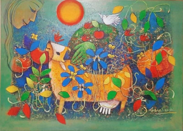 Adorable Mother Earth 2 Painting by Chandana Bhattacharjee | ArtZolo.com
