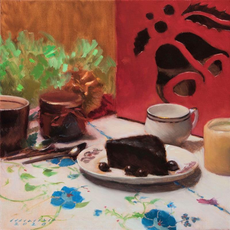 Still-life oil painting titled 'Affinity', 17x17 inches, by artist Amit Srivastava on Linen