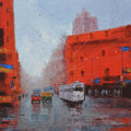 Cityscape acrylic painting titled 'After Rain In Kolkata', 30x30 inches, by artist Purnendu Mandal on Canvas