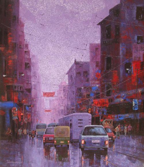 After Rain In Kolkata I Painting by Purnendu Mandal | ArtZolo.com