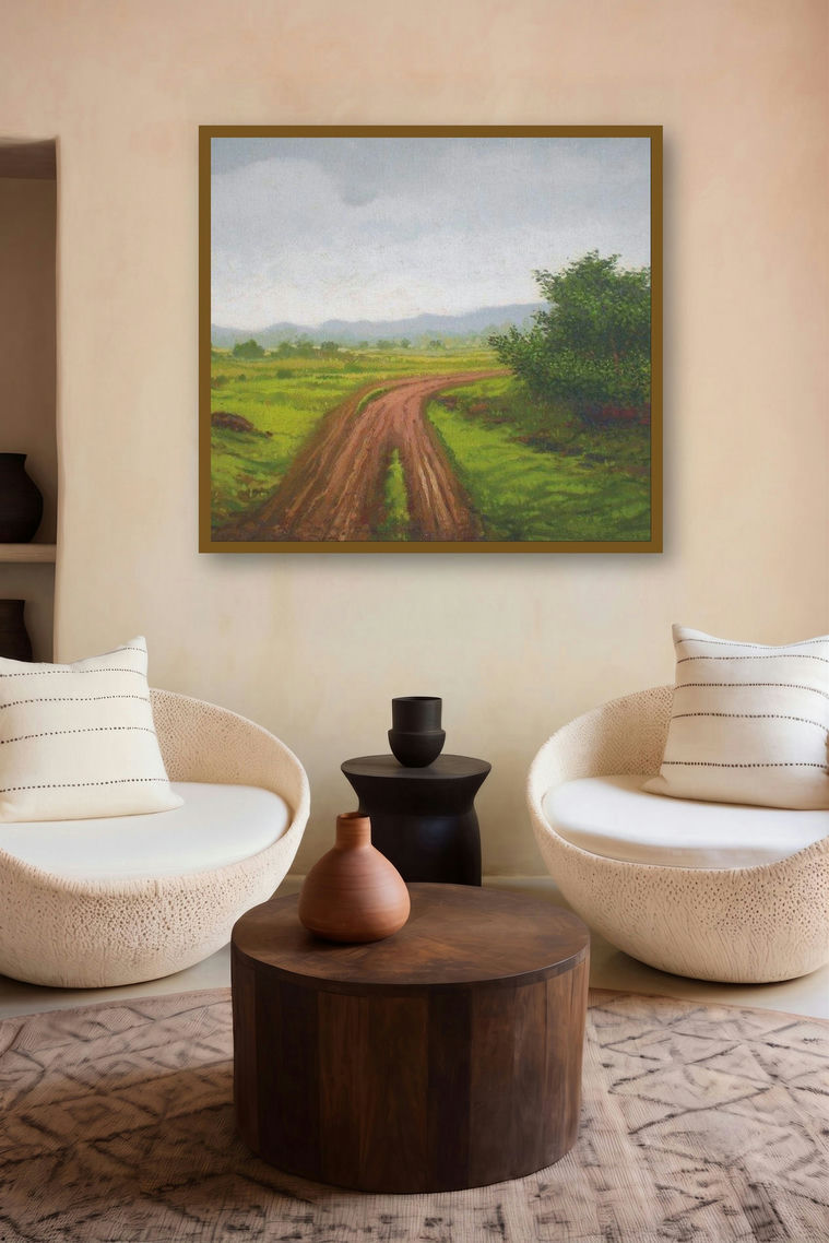 After The Rain by artist Fareed Ahmed displayed in a Indian Art gallery