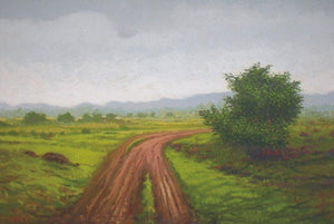 After The Rain by Fareed Ahmed, Original Oil Landscape Painting on Canvas, Small Horizontal Wall Art