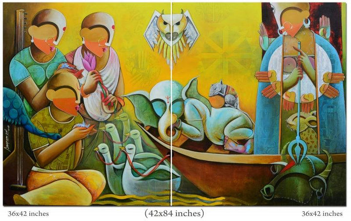 Agomoni Painting by Anupam Pal | ArtZolo.com