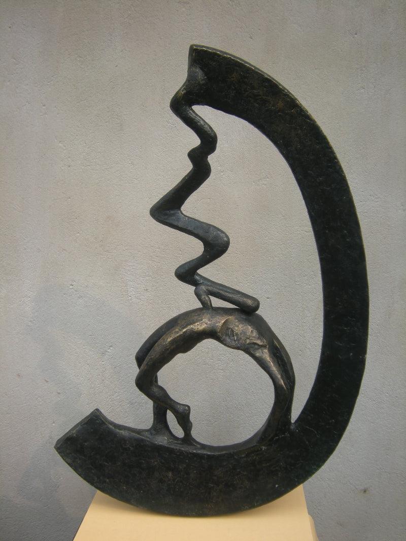 Figurative sculpture titled 'Agony', 22x15x7 inches, by artist Dilip Paul on Bronze