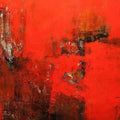 Abstract acrylic painting titled 'Agyaat Red Six', 30x42 inches, by artist Ashwini Borse on Canvas