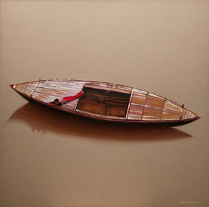 Figurative oil painting titled 'Alone', 36x36 inches, by artist Vinayak Takalkar on Canvas